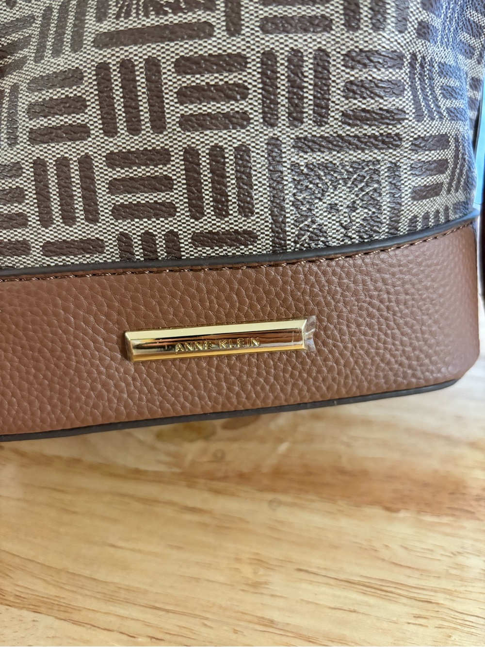 Brown Patterned Drawstring Bucket Bag - Picture 2 of 3